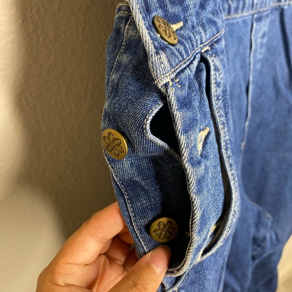 VINTAGE 90s Disney Catalog Pooh Denim Bib Overalls / Embroidered / XL - Picture 2 of 6